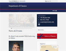 Tablet Screenshot of classics.olemiss.edu